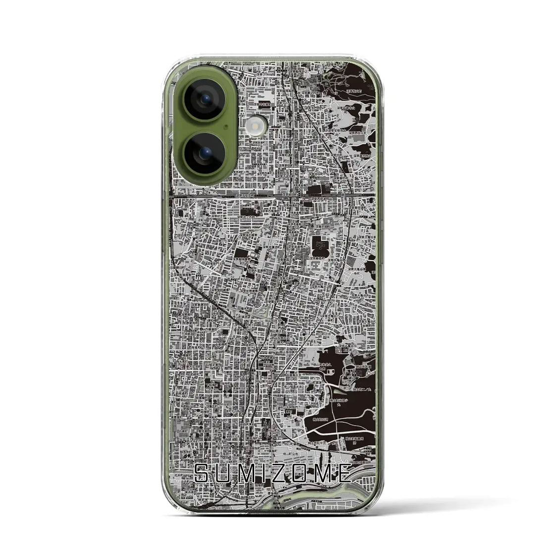 【墨染(京都府)】地図柄iPhoneケース(クリアタイプ)モノトーン・iPhone 17 Pro Max 用