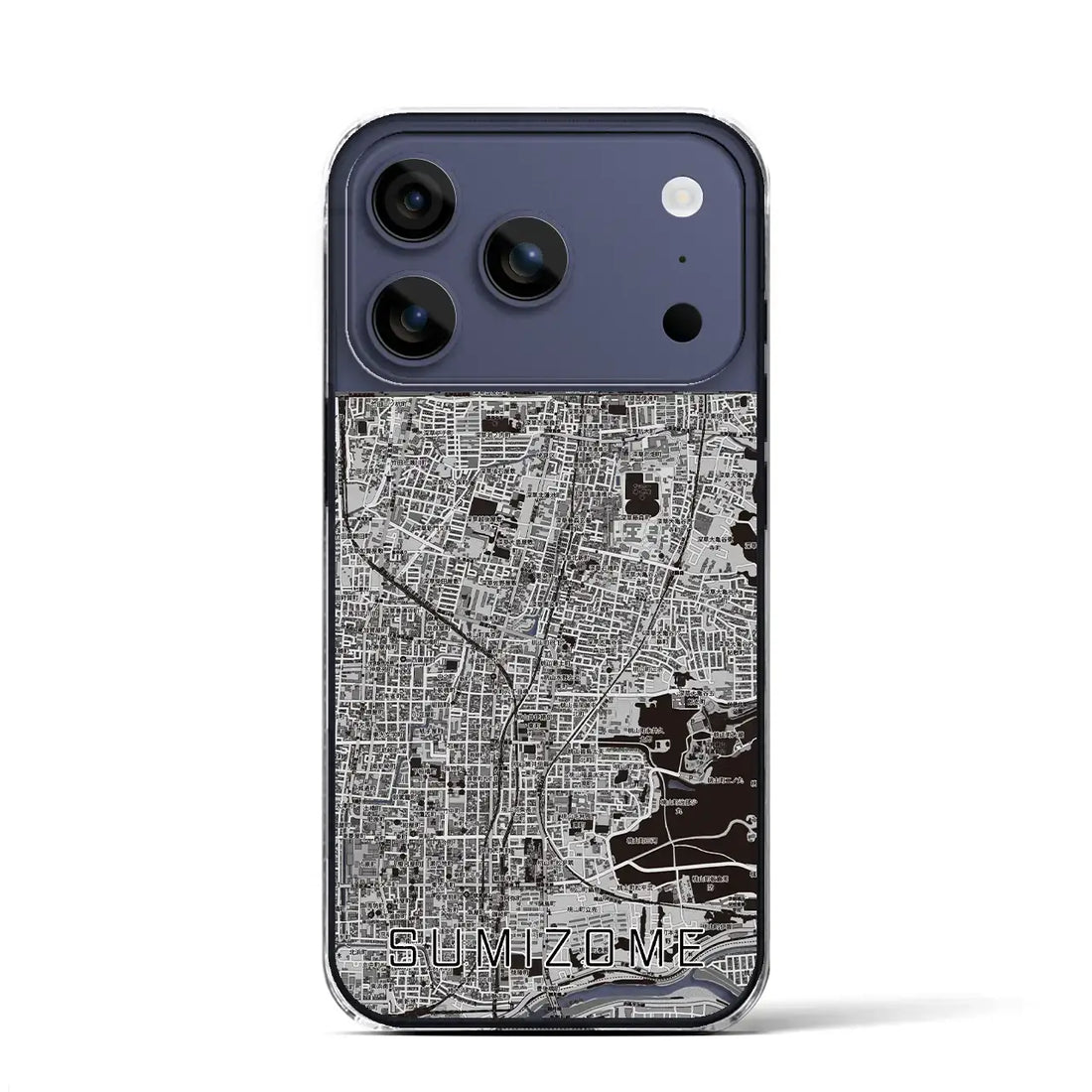 【墨染（京都府）】地図柄iPhoneケース（クリアタイプ）モノトーン・iPhone 17 Pro Max 用