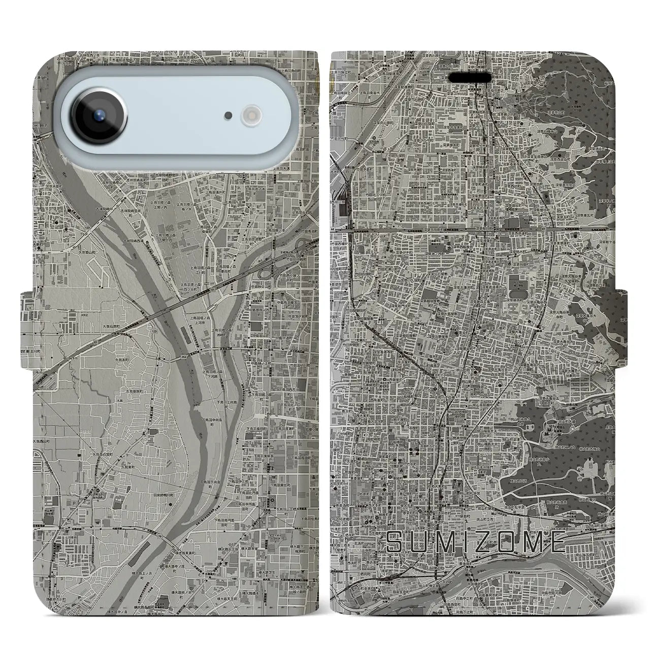 【墨染（京都府）】地図柄iPhoneケース（手帳タイプ）