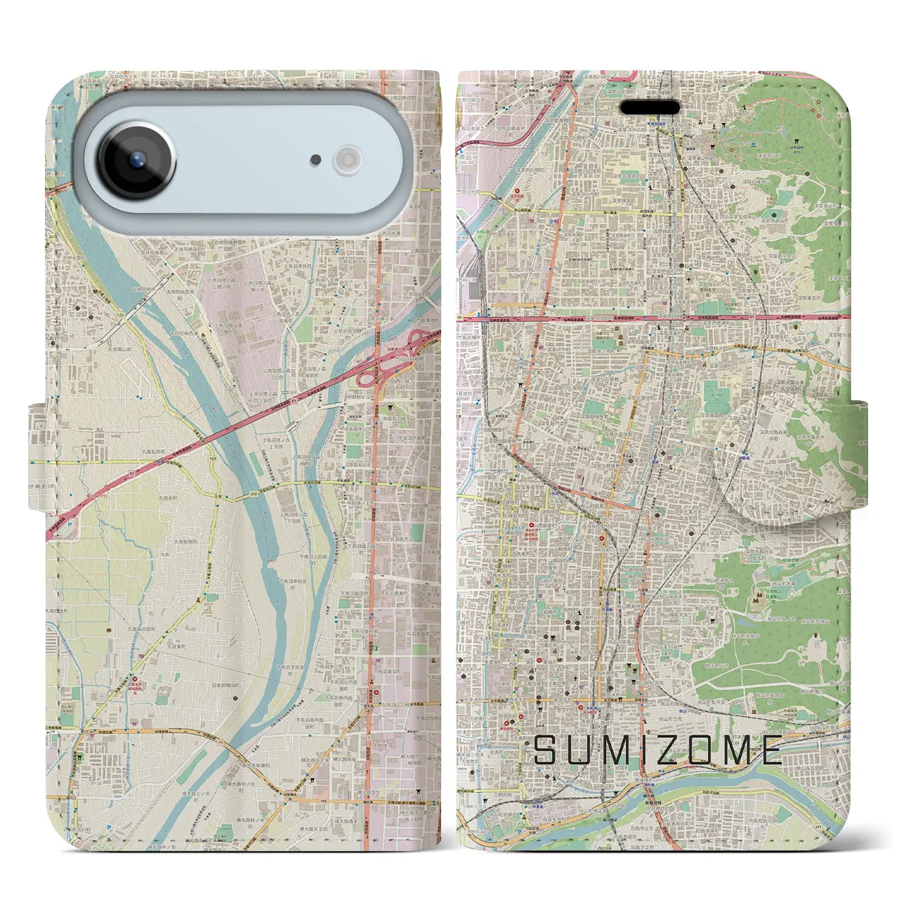 【墨染（京都府）】地図柄iPhoneケース（手帳タイプ）