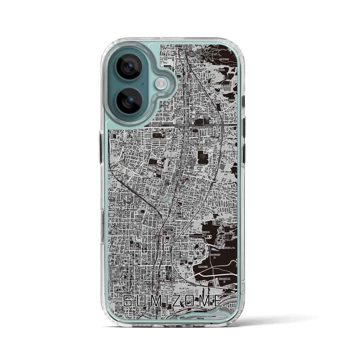 【墨染(京都府)】地図柄iPhoneケース(MagSafeタイプ)モノトーン・iPhone 16 Pro 用