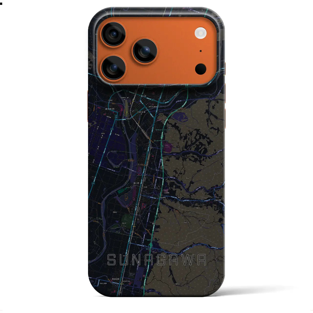 【砂川（北海道）】地図柄iPhoneケース（バックカバータイプ）