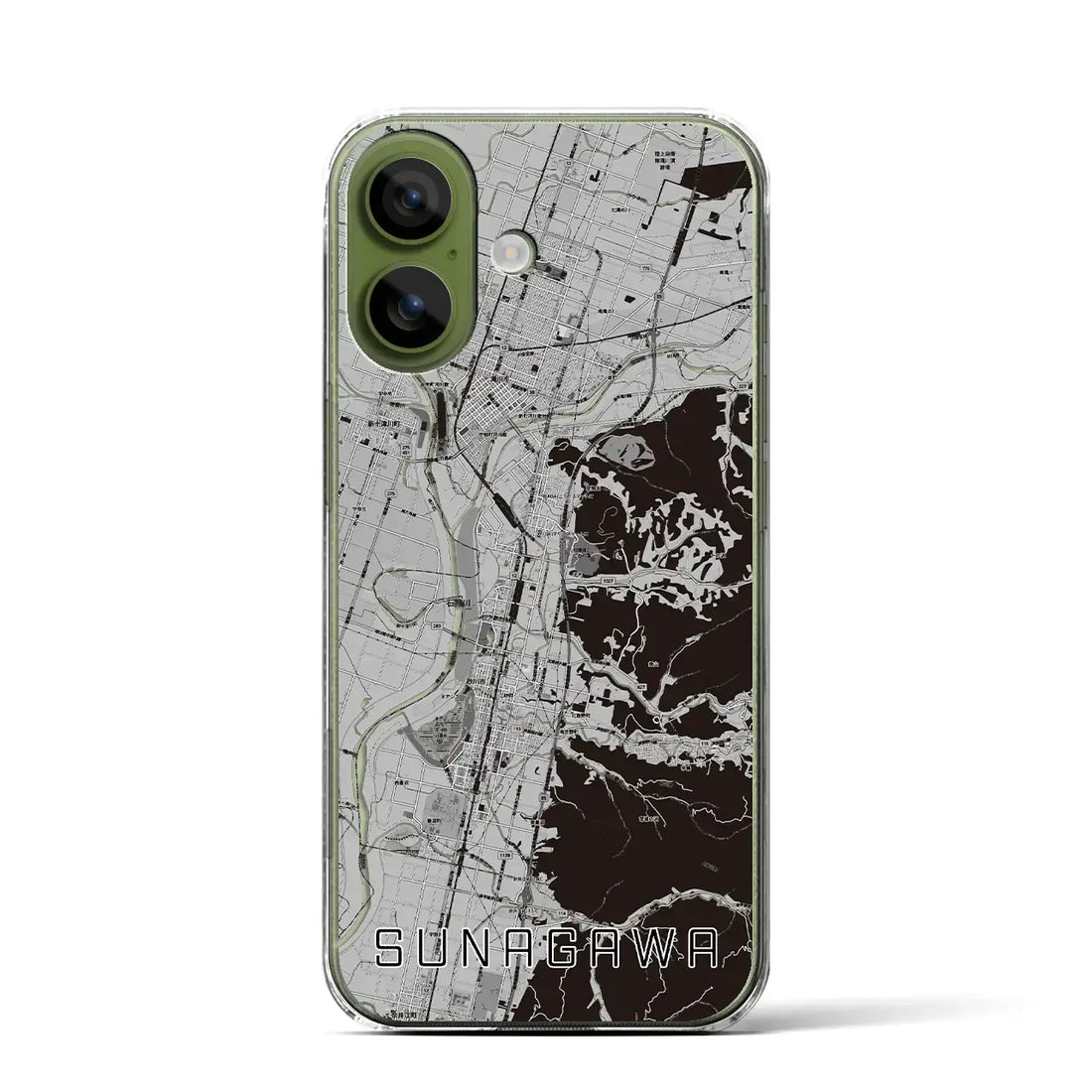 【砂川（北海道）】地図柄iPhoneケース（クリアタイプ）モノトーン・iPhone 17 Pro Max 用