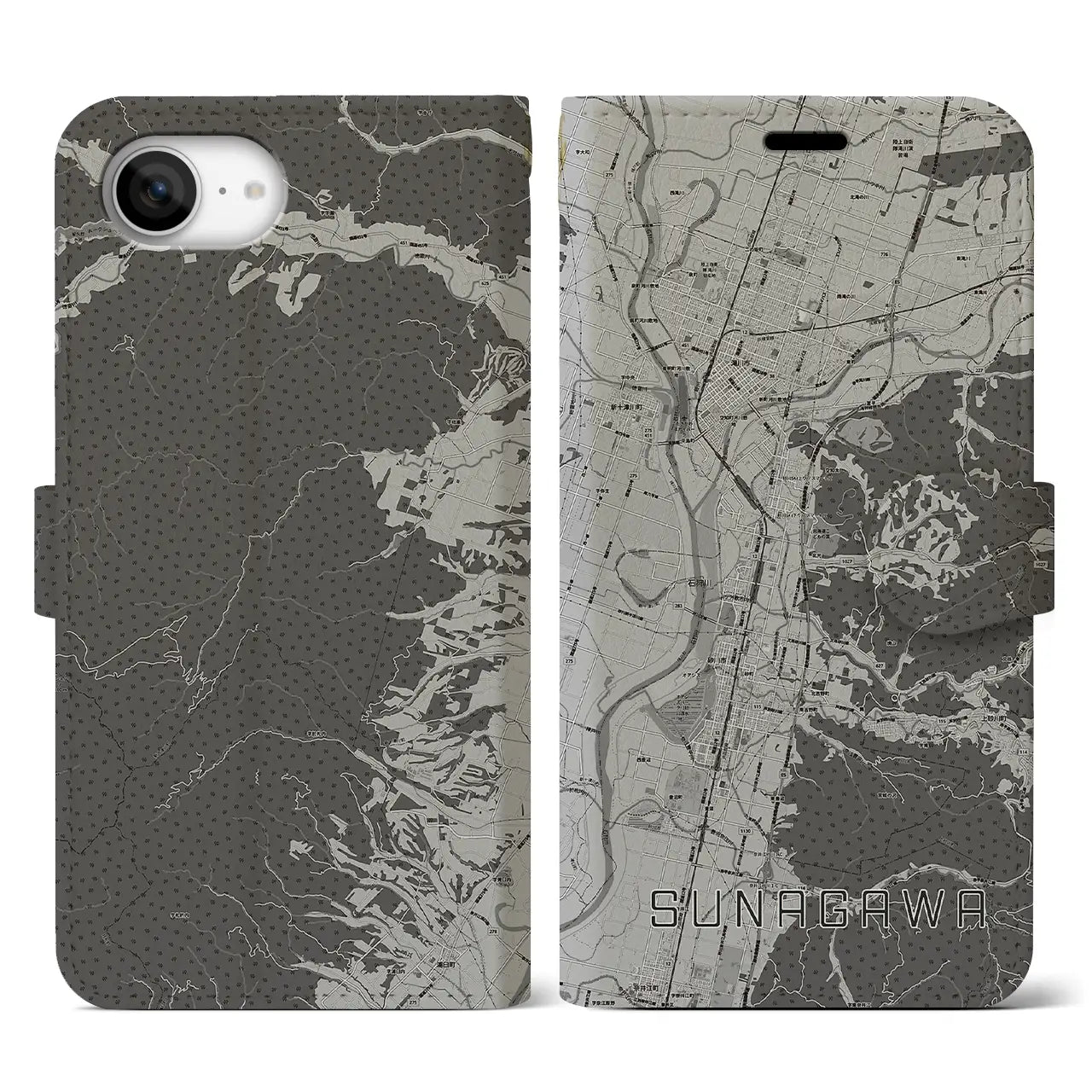 【砂川（北海道）】地図柄iPhoneケース（手帳タイプ）