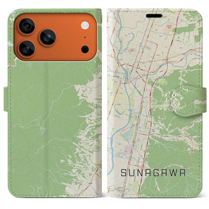 【砂川（北海道）】地図柄iPhoneケース（手帳タイプ）