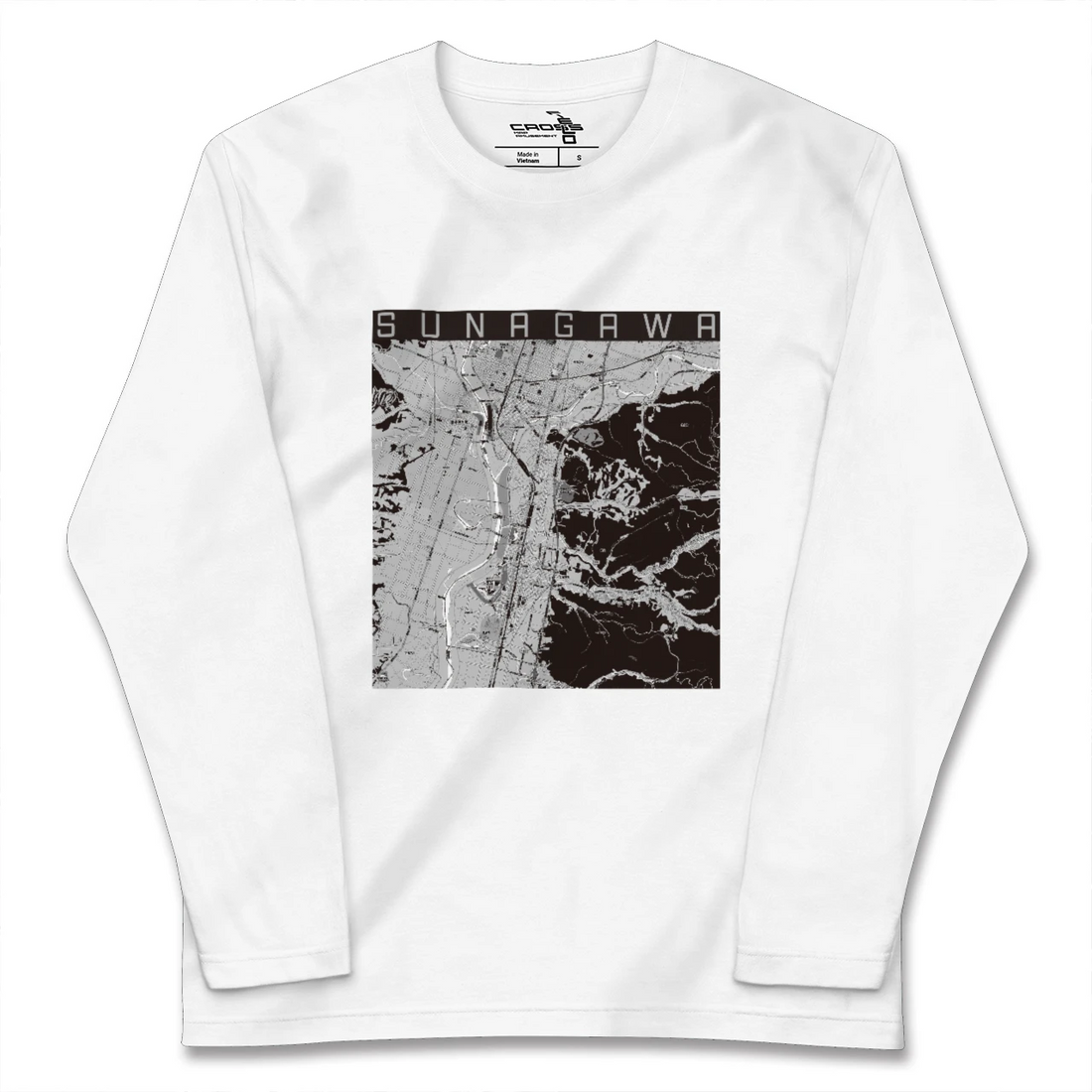 【砂川（北海道）】地図柄ロングスリーブTシャツ