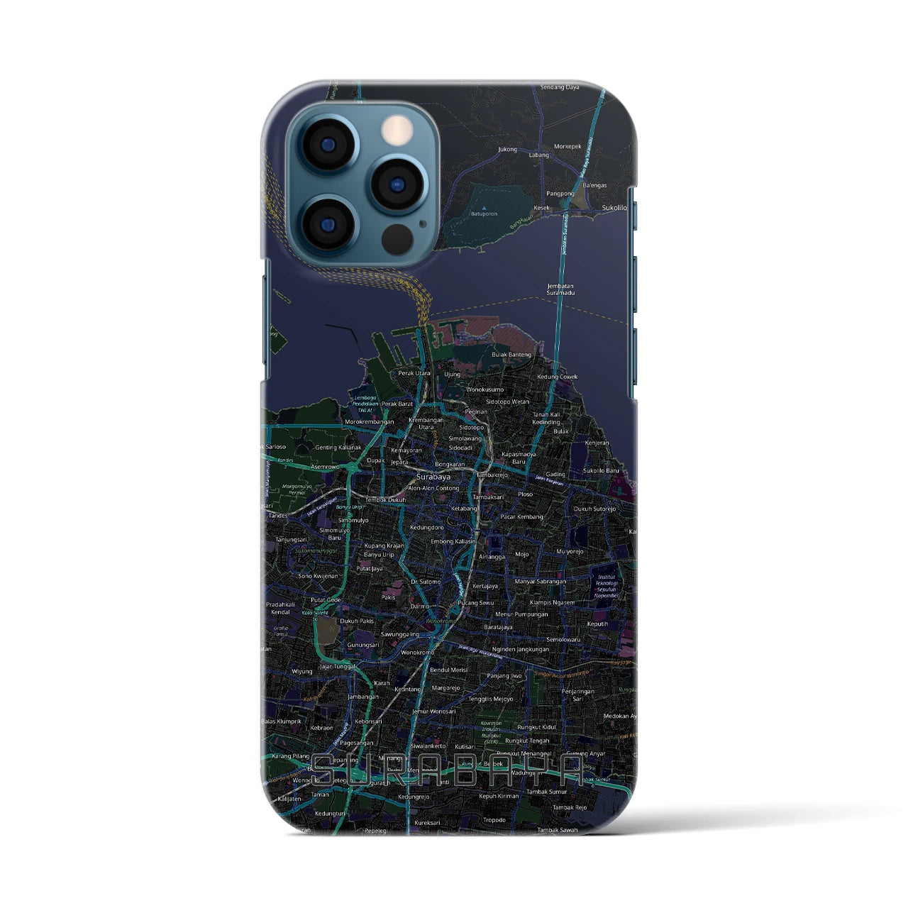 【スラバヤ（インドネシア）】地図柄iPhoneケース（バックカバータイプ）