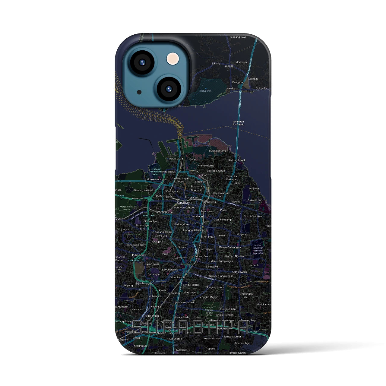 【スラバヤ（インドネシア）】地図柄iPhoneケース（バックカバータイプ）