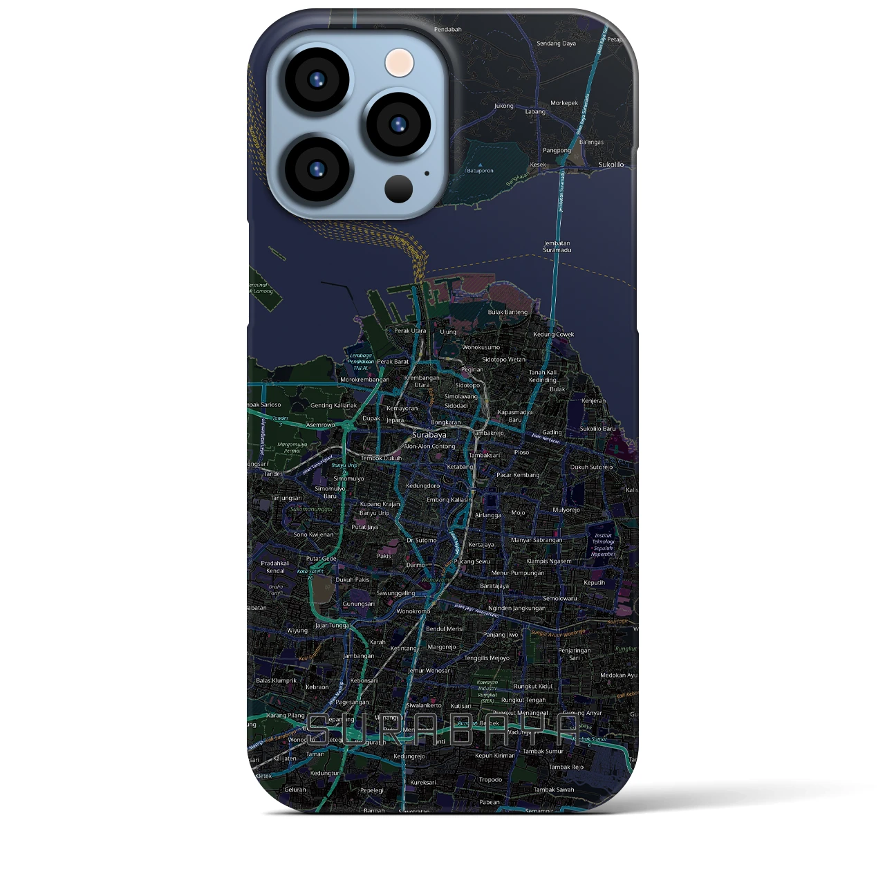 【スラバヤ（インドネシア）】地図柄iPhoneケース（バックカバータイプ）