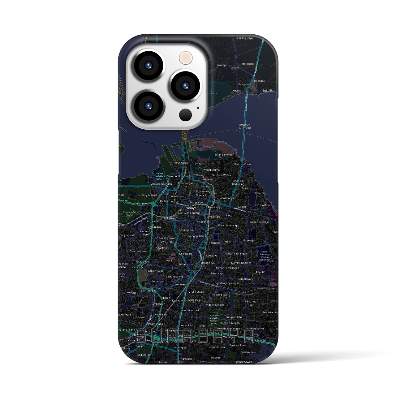 【スラバヤ（インドネシア）】地図柄iPhoneケース（バックカバータイプ）