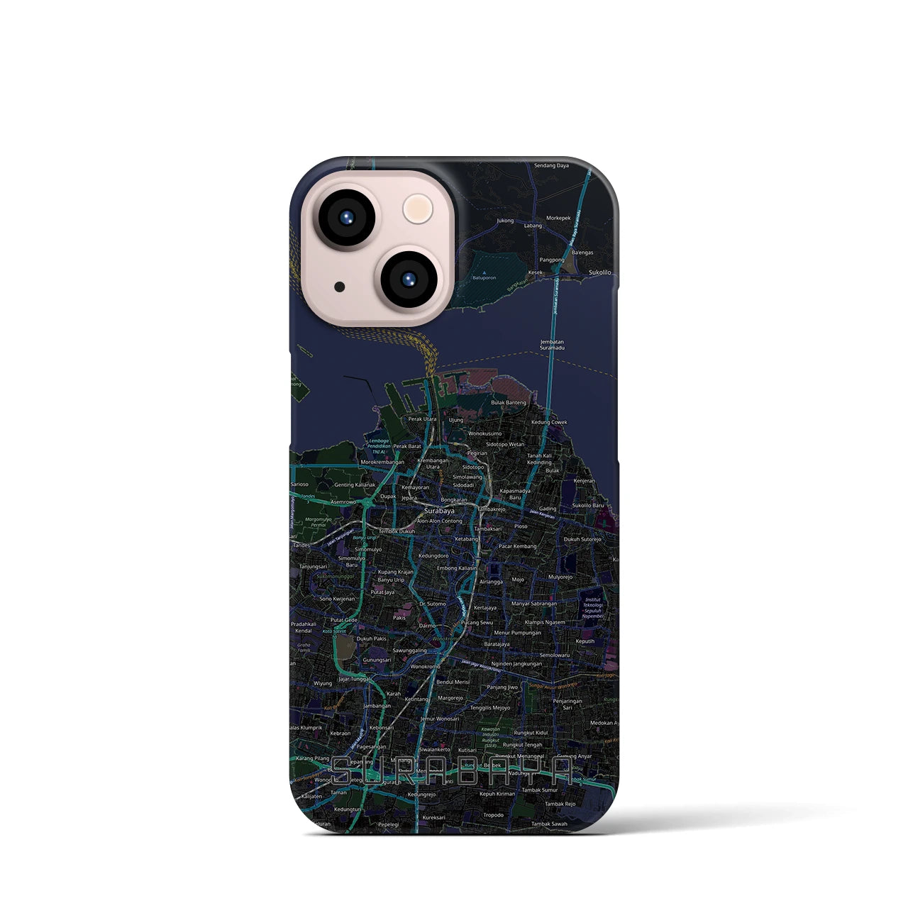 【スラバヤ（インドネシア）】地図柄iPhoneケース（バックカバータイプ）