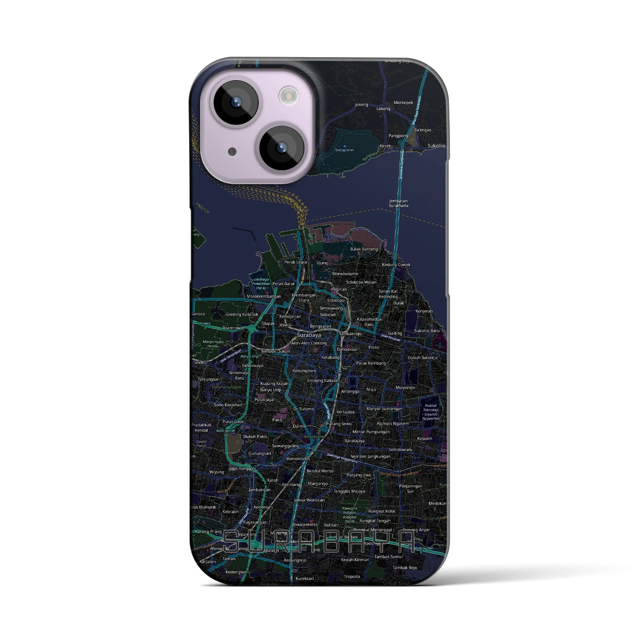 【スラバヤ（インドネシア）】地図柄iPhoneケース（バックカバータイプ）