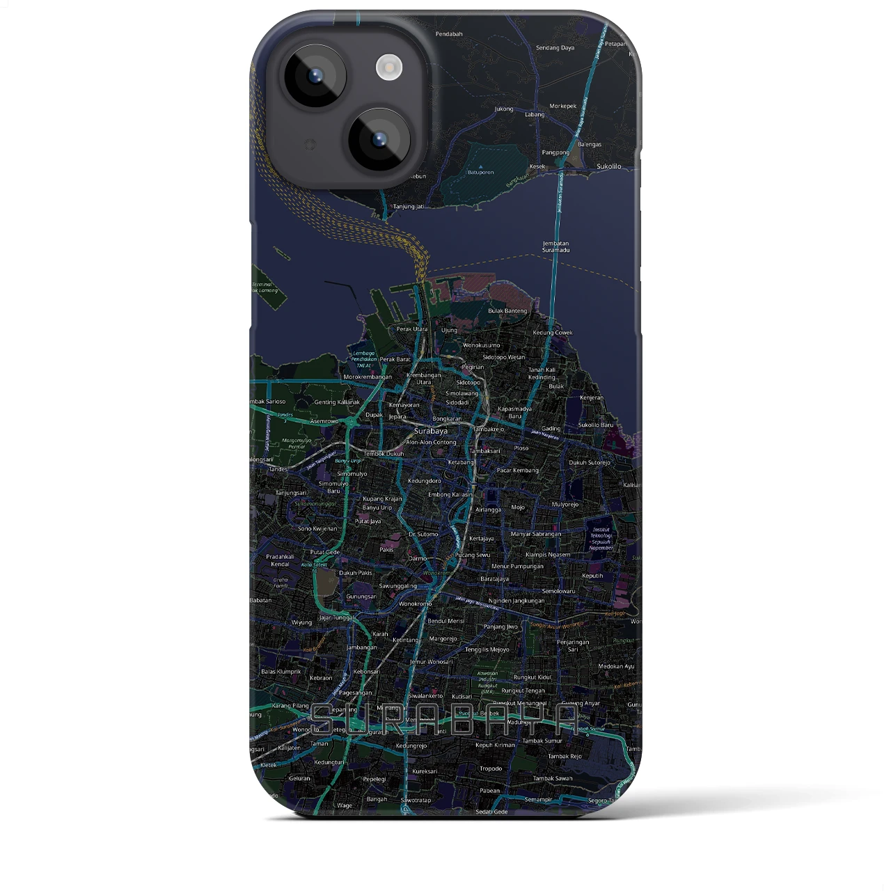【スラバヤ（インドネシア）】地図柄iPhoneケース（バックカバータイプ）