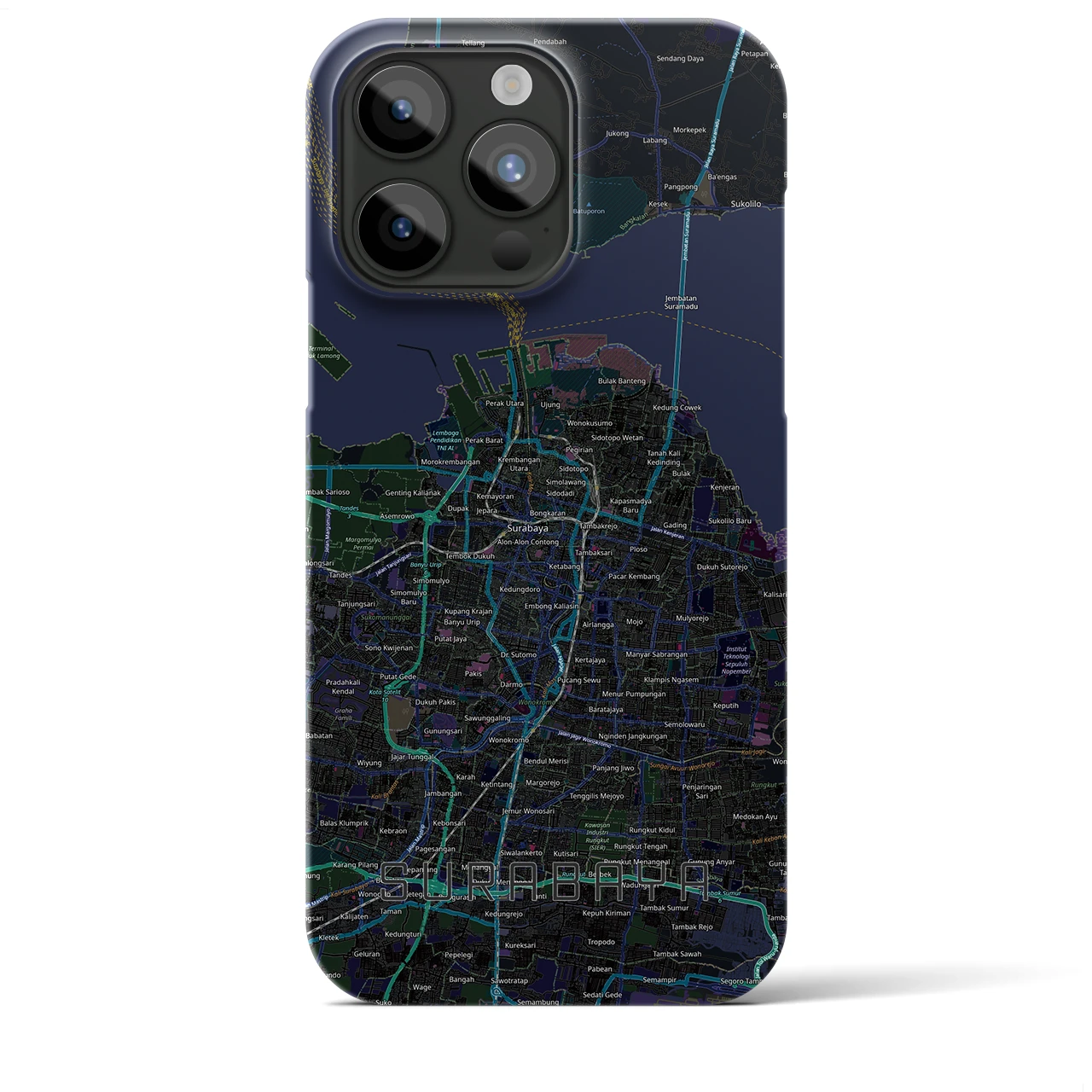 【スラバヤ（インドネシア）】地図柄iPhoneケース（バックカバータイプ）