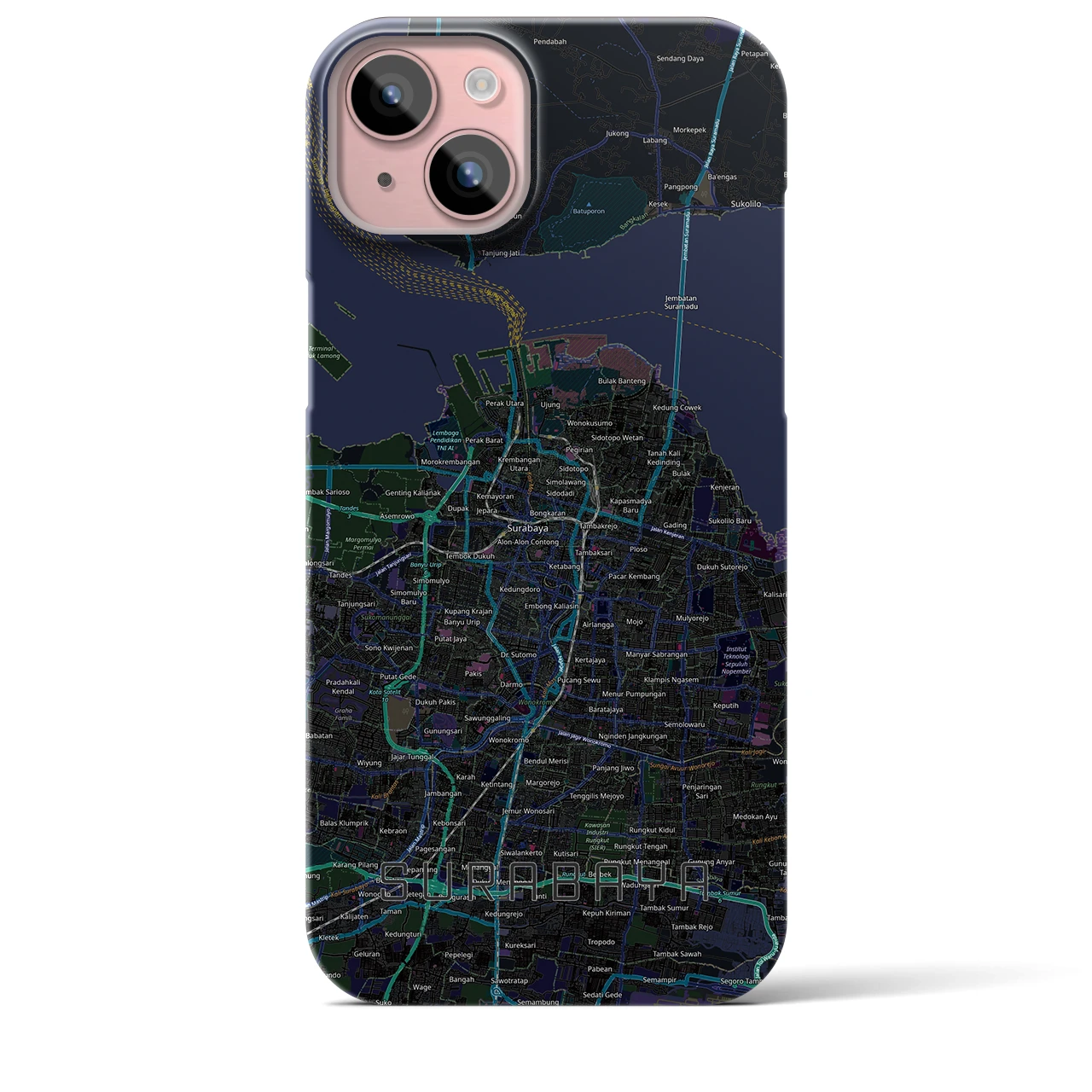 【スラバヤ（インドネシア）】地図柄iPhoneケース（バックカバータイプ）