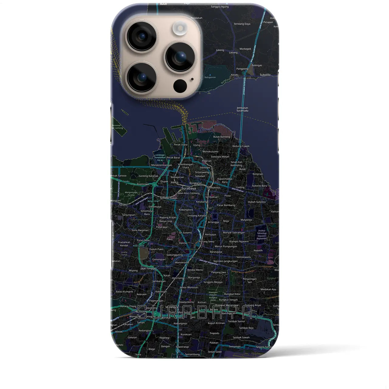 【スラバヤ（インドネシア）】地図柄iPhoneケース（バックカバータイプ）