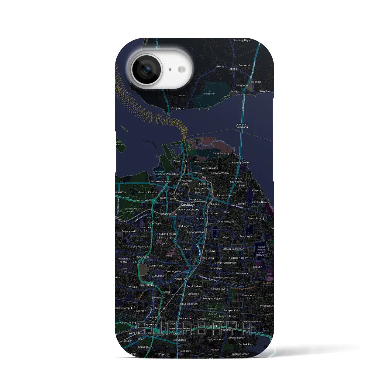 【スラバヤ（インドネシア）】地図柄iPhoneケース（バックカバータイプ）