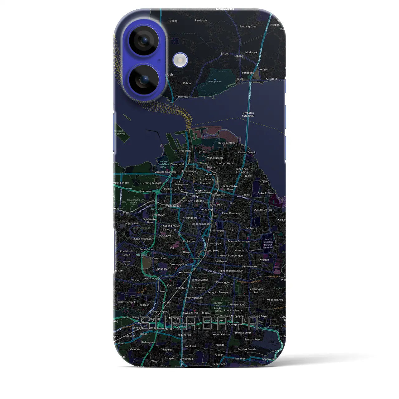 【スラバヤ（インドネシア）】地図柄iPhoneケース（バックカバータイプ）