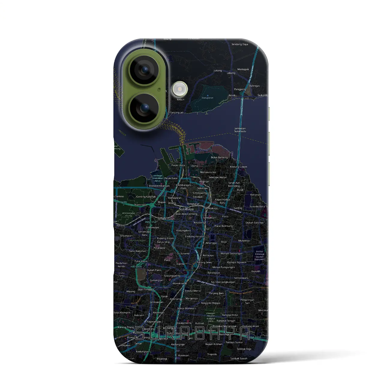 【スラバヤ（インドネシア）】地図柄iPhoneケース（バックカバータイプ）