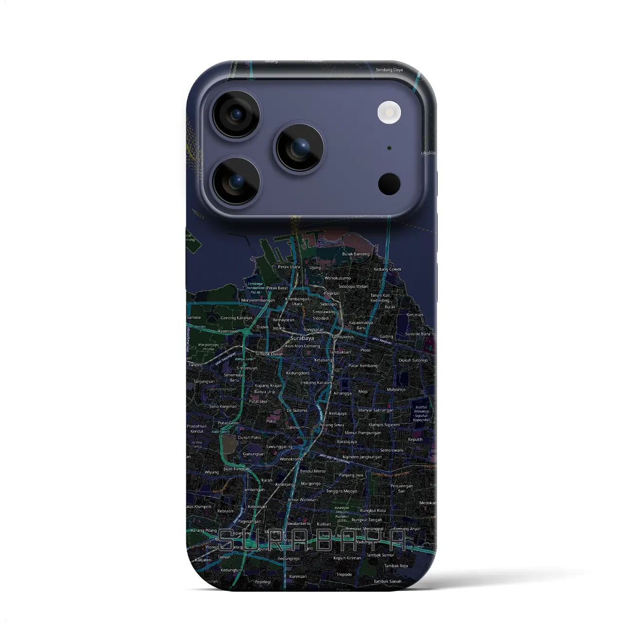 【スラバヤ（インドネシア）】地図柄iPhoneケース（バックカバータイプ）