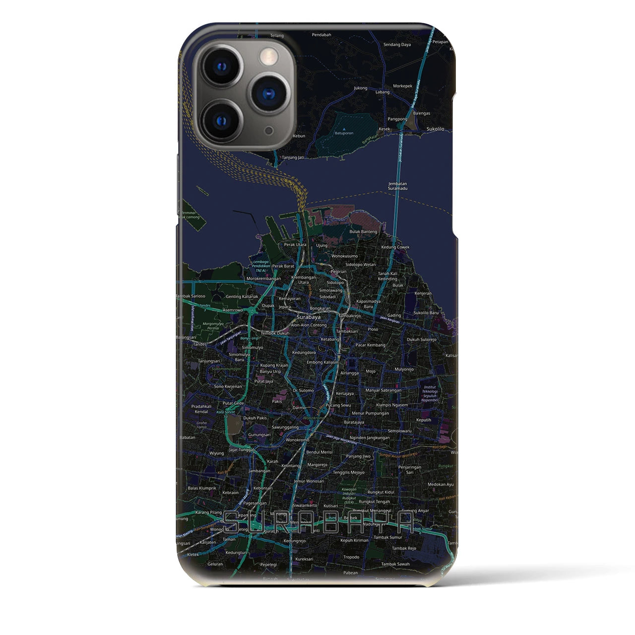 【スラバヤ（インドネシア）】地図柄iPhoneケース（バックカバータイプ）