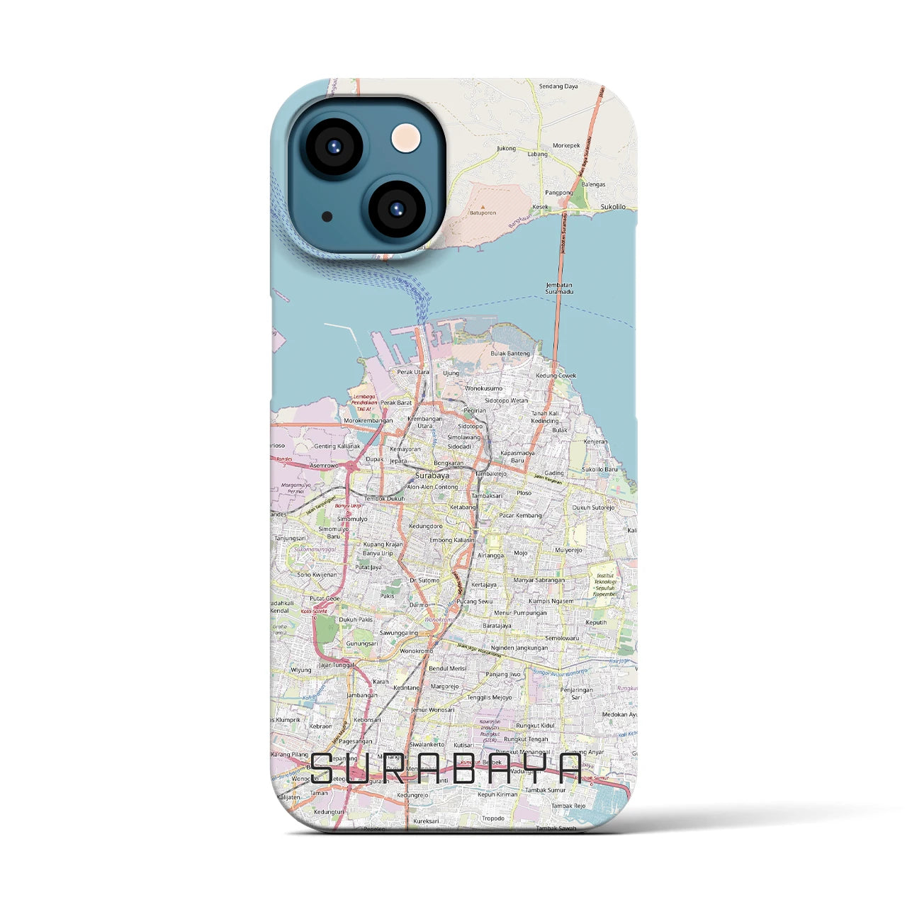 【スラバヤ（インドネシア）】地図柄iPhoneケース（バックカバータイプ）