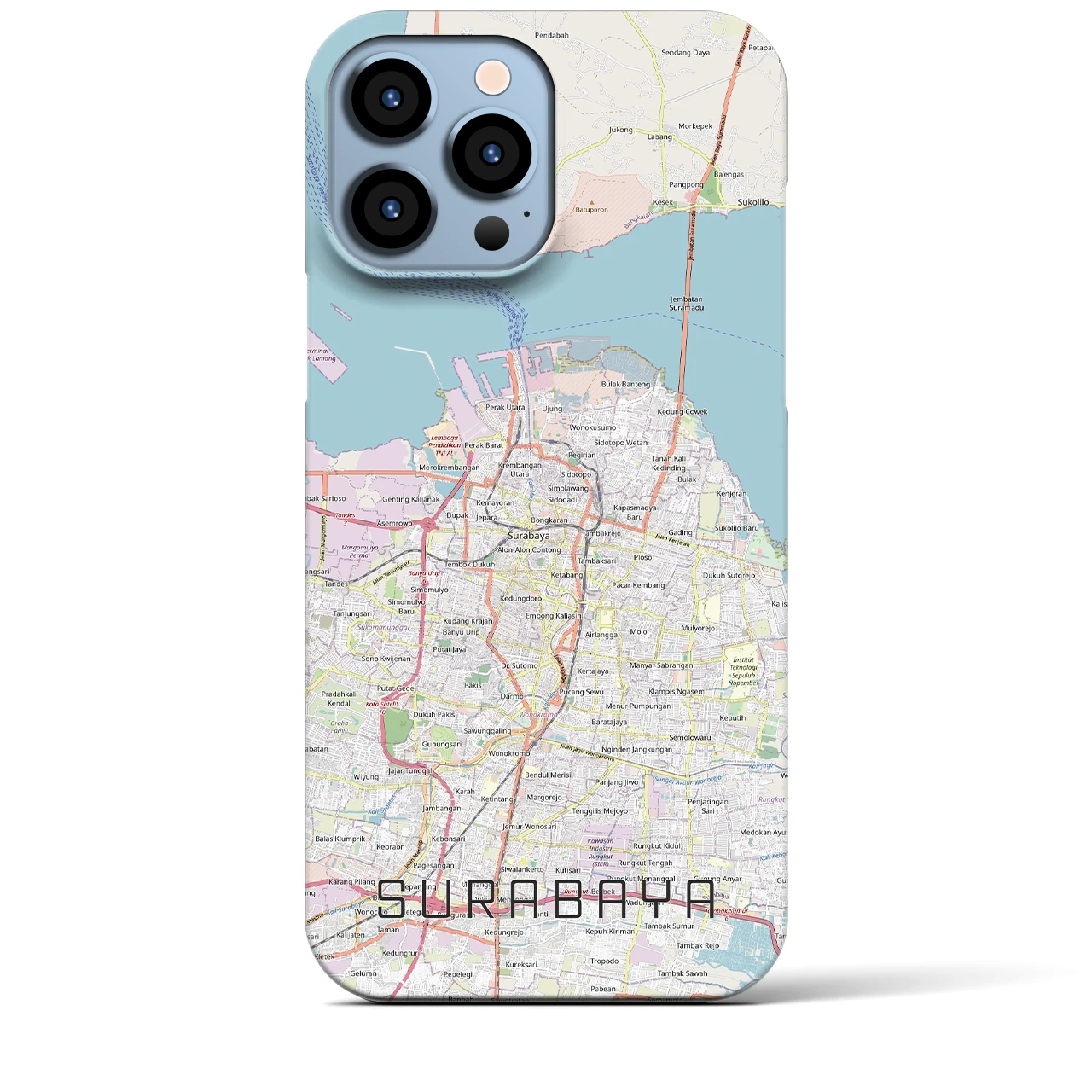 【スラバヤ（インドネシア）】地図柄iPhoneケース（バックカバータイプ）