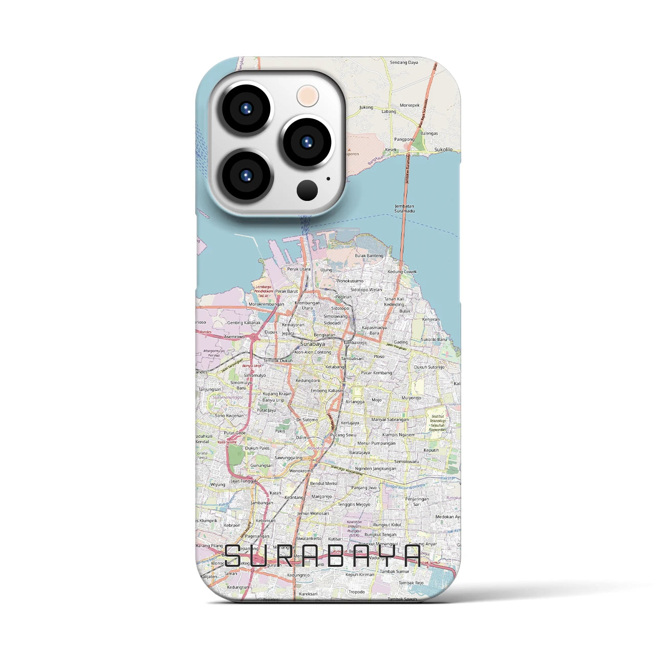 【スラバヤ（インドネシア）】地図柄iPhoneケース（バックカバータイプ）