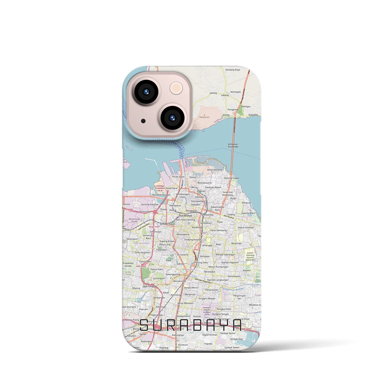 【スラバヤ（インドネシア）】地図柄iPhoneケース（バックカバータイプ）
