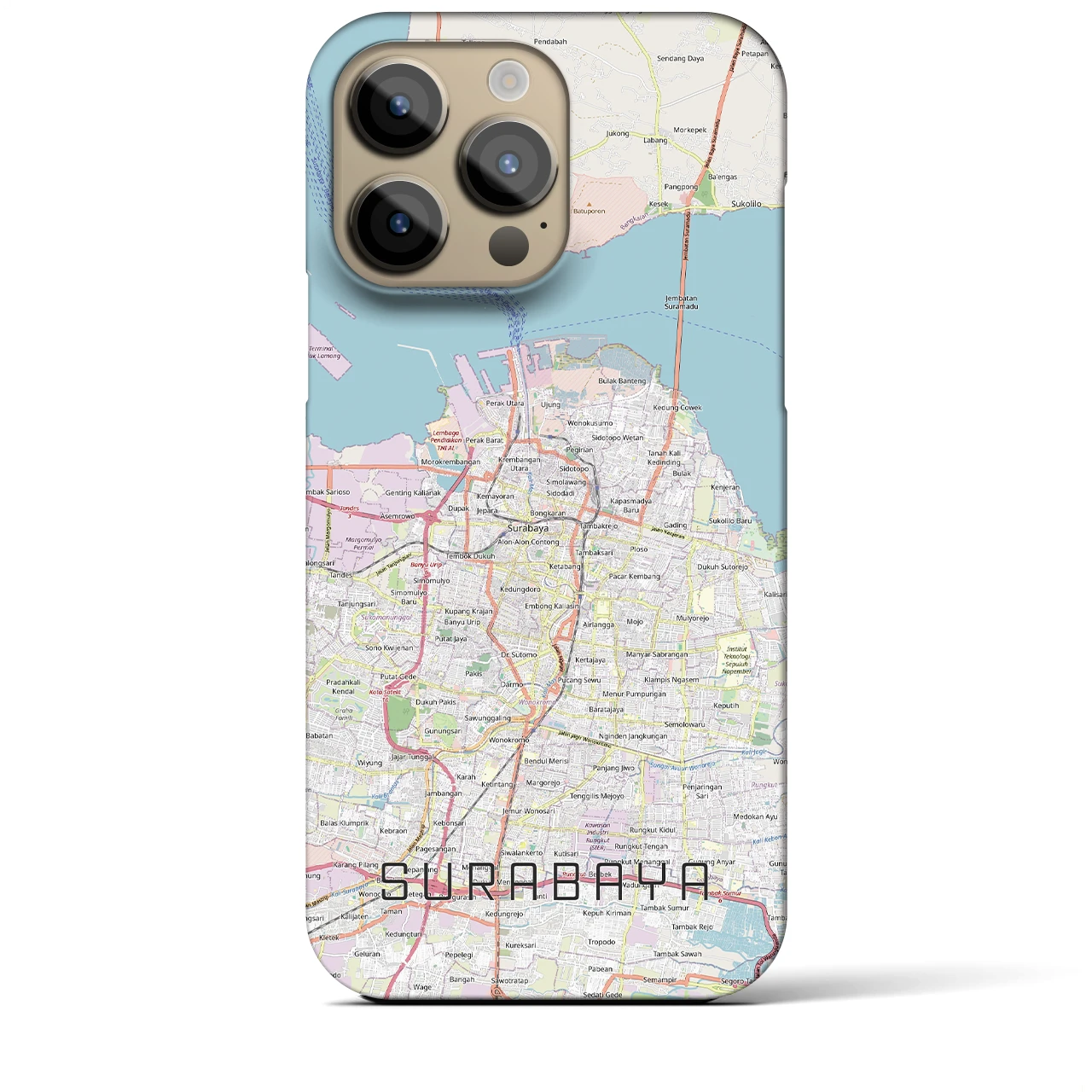【スラバヤ（インドネシア）】地図柄iPhoneケース（バックカバータイプ）
