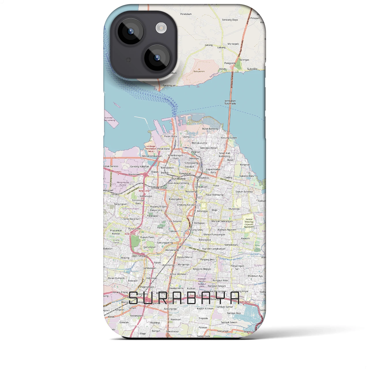 【スラバヤ（インドネシア）】地図柄iPhoneケース（バックカバータイプ）