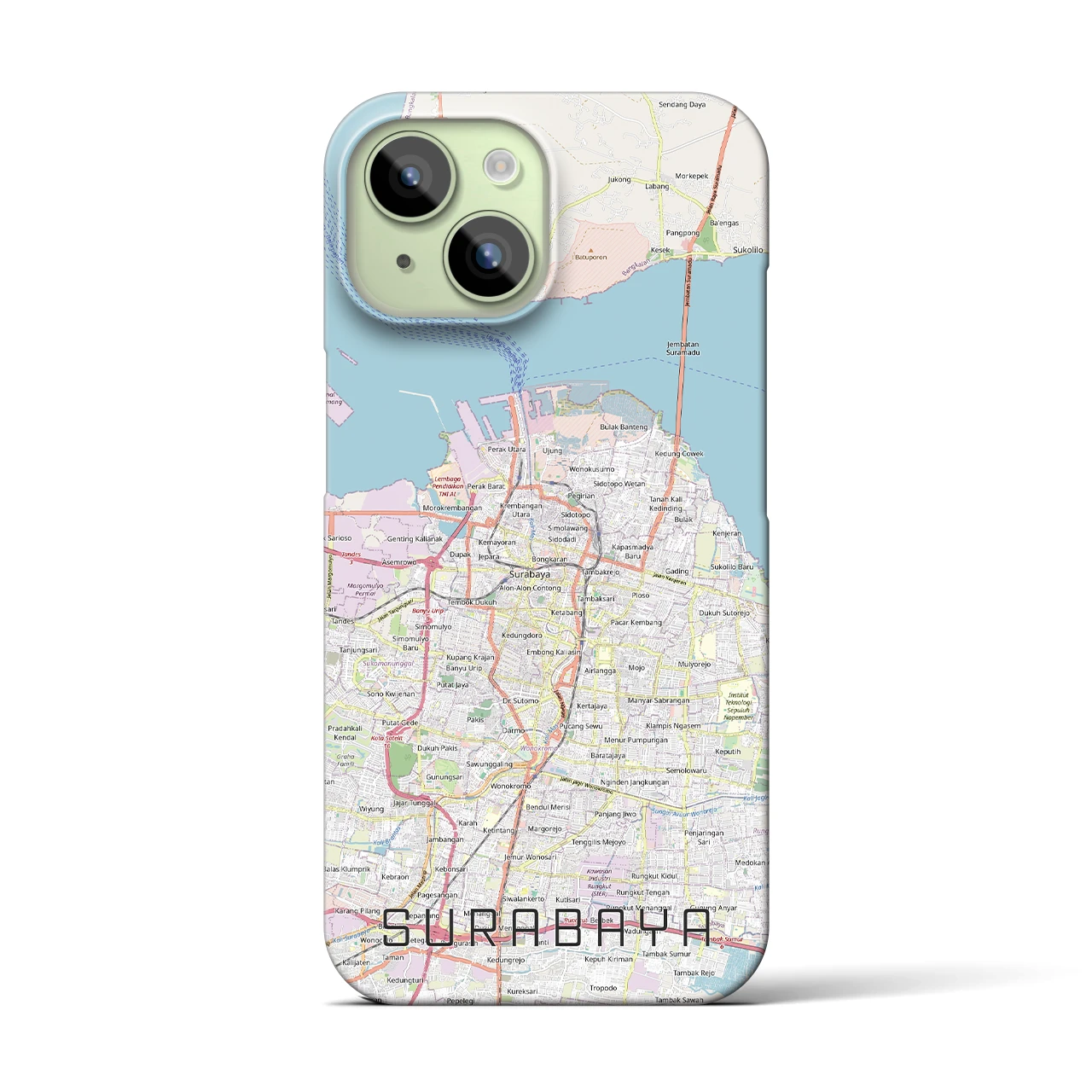 【スラバヤ（インドネシア）】地図柄iPhoneケース（バックカバータイプ）