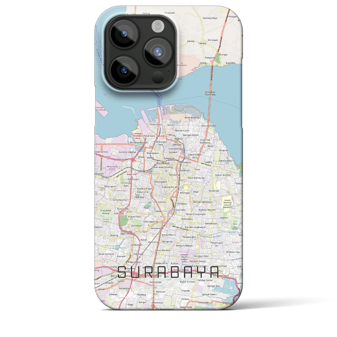 【スラバヤ（インドネシア）】地図柄iPhoneケース（バックカバータイプ）