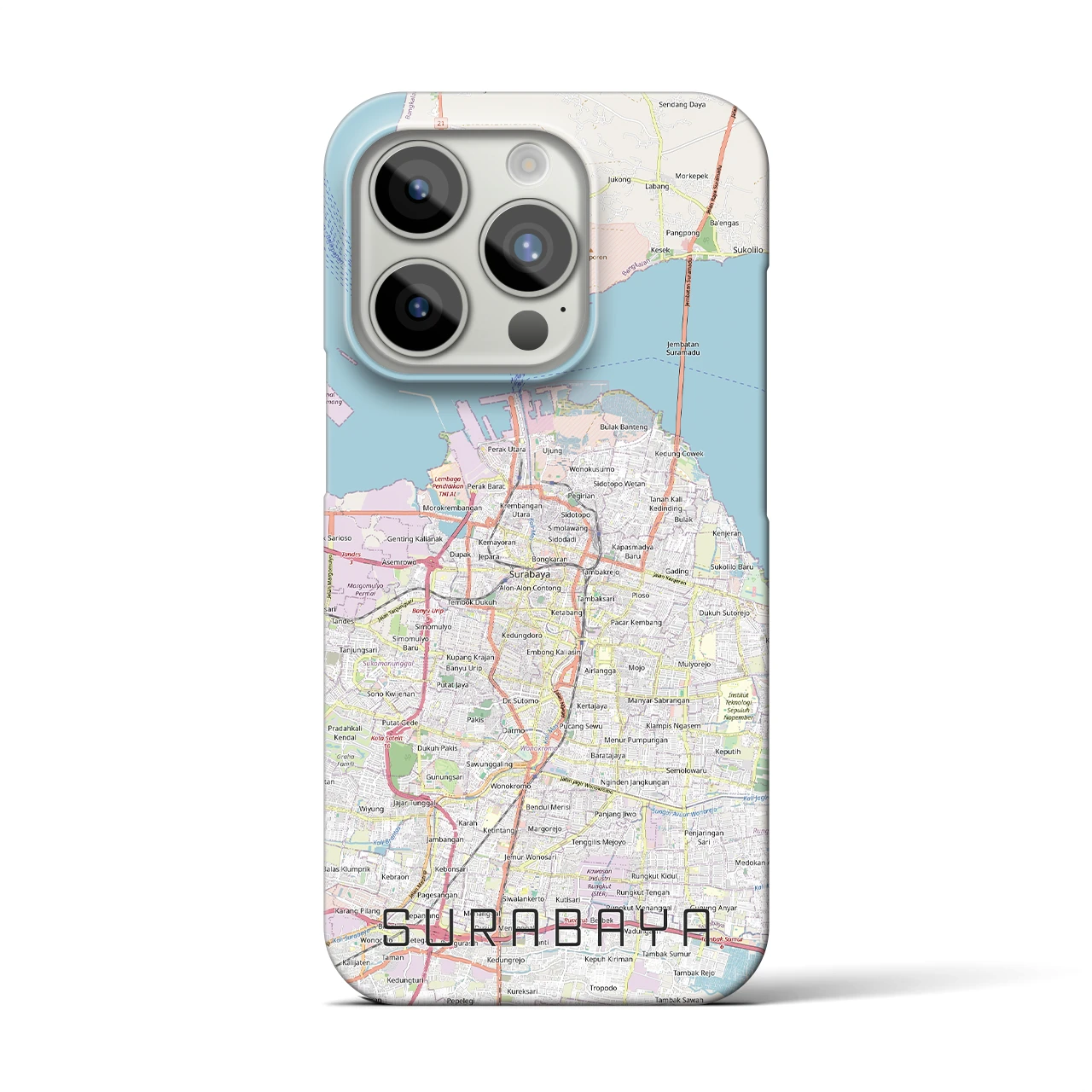 【スラバヤ（インドネシア）】地図柄iPhoneケース（バックカバータイプ）