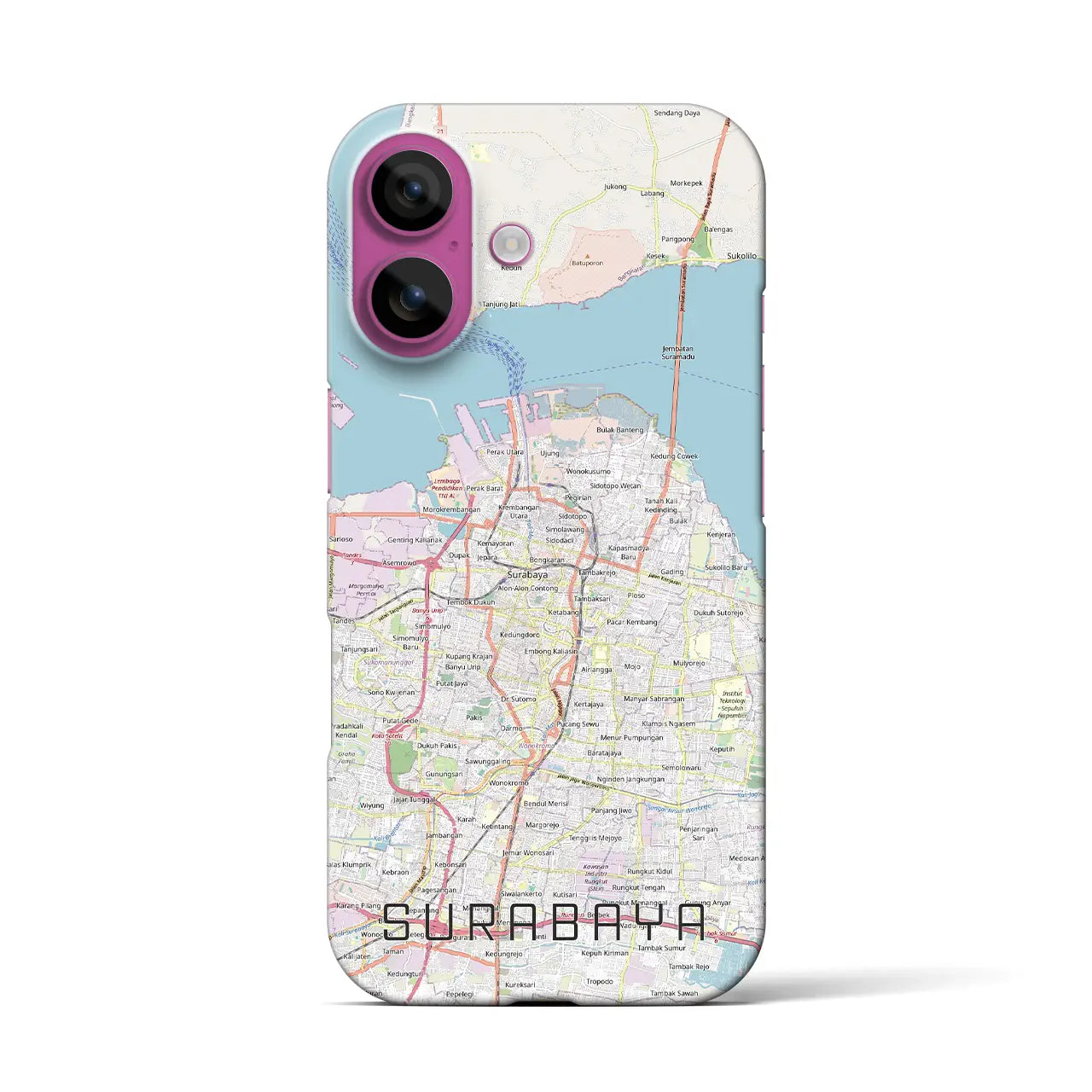 【スラバヤ（インドネシア）】地図柄iPhoneケース（バックカバータイプ）