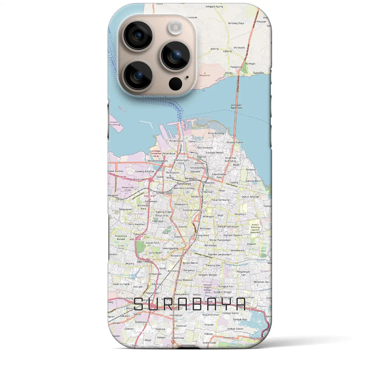 【スラバヤ（インドネシア）】地図柄iPhoneケース（バックカバータイプ）