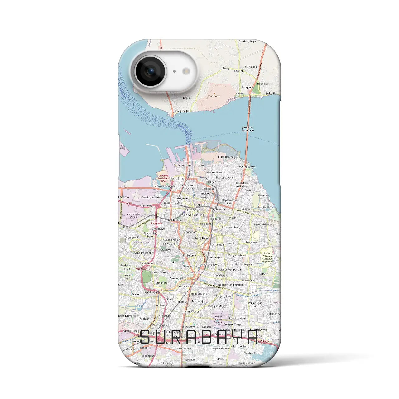 【スラバヤ（インドネシア）】地図柄iPhoneケース（バックカバータイプ）