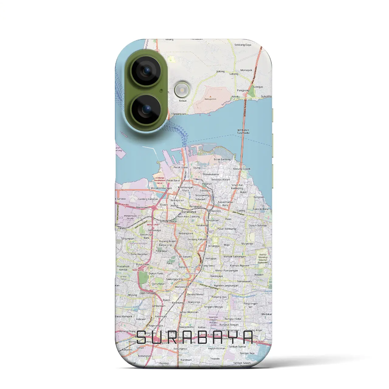 【スラバヤ（インドネシア）】地図柄iPhoneケース（バックカバータイプ）ブラック・iPhone 17 Pro Max 用