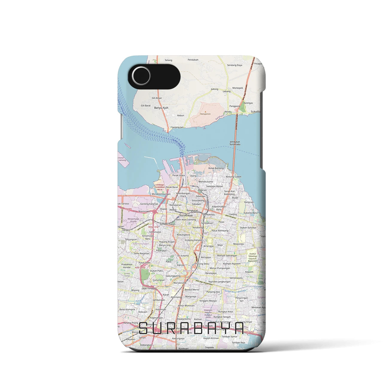【スラバヤ（インドネシア）】地図柄iPhoneケース（バックカバータイプ）