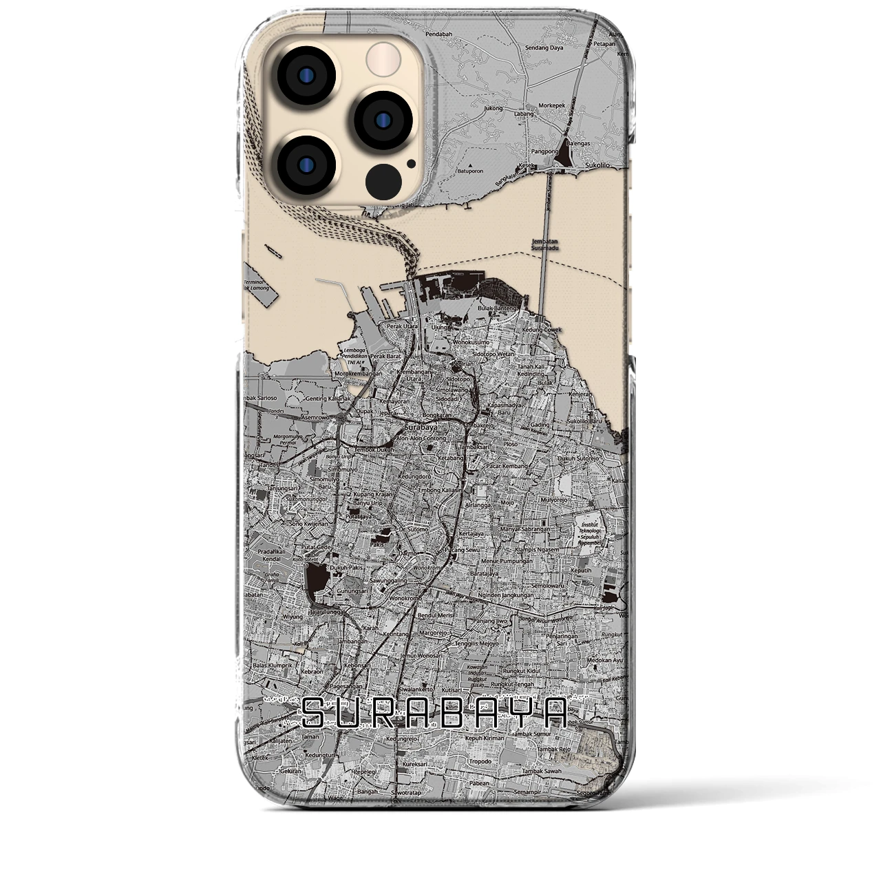 【スラバヤ（インドネシア）】地図柄iPhoneケース（クリアタイプ）