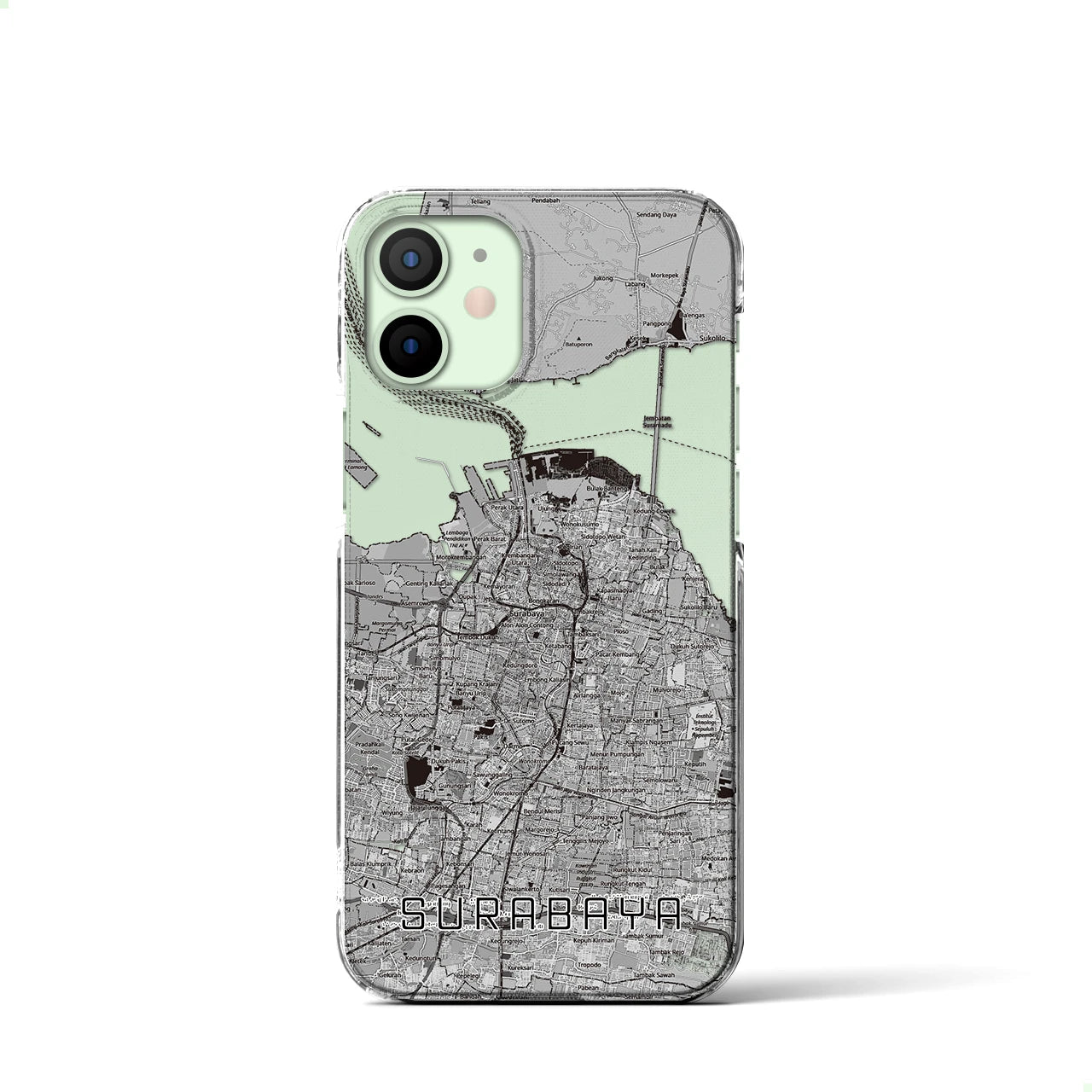 【スラバヤ（インドネシア）】地図柄iPhoneケース（クリアタイプ）