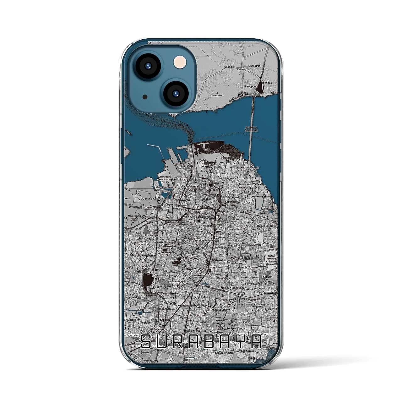 【スラバヤ（インドネシア）】地図柄iPhoneケース（クリアタイプ）