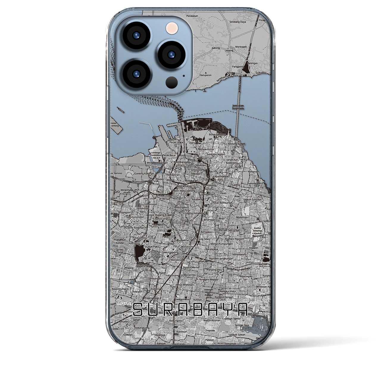 【スラバヤ（インドネシア）】地図柄iPhoneケース（クリアタイプ）