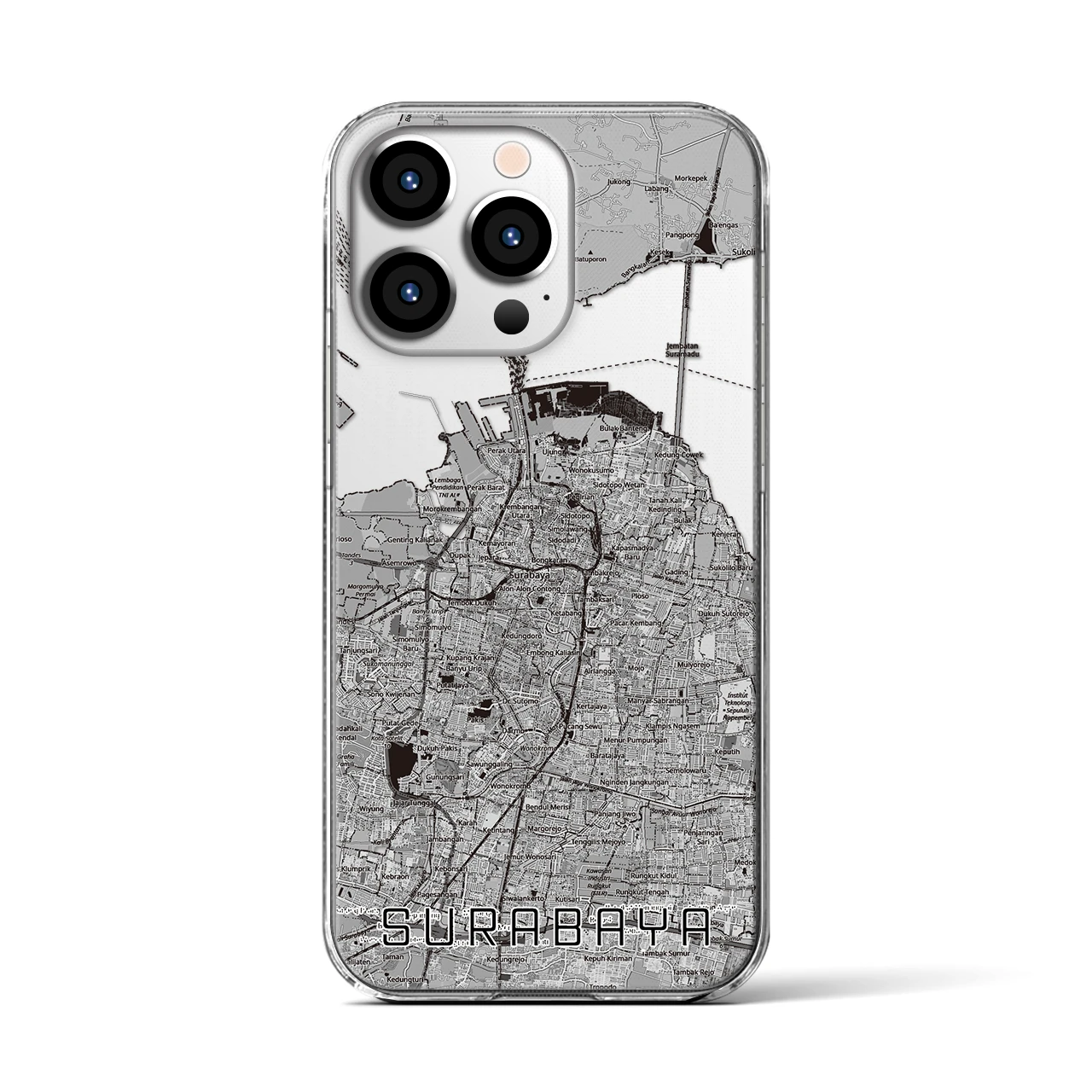 【スラバヤ（インドネシア）】地図柄iPhoneケース（クリアタイプ）