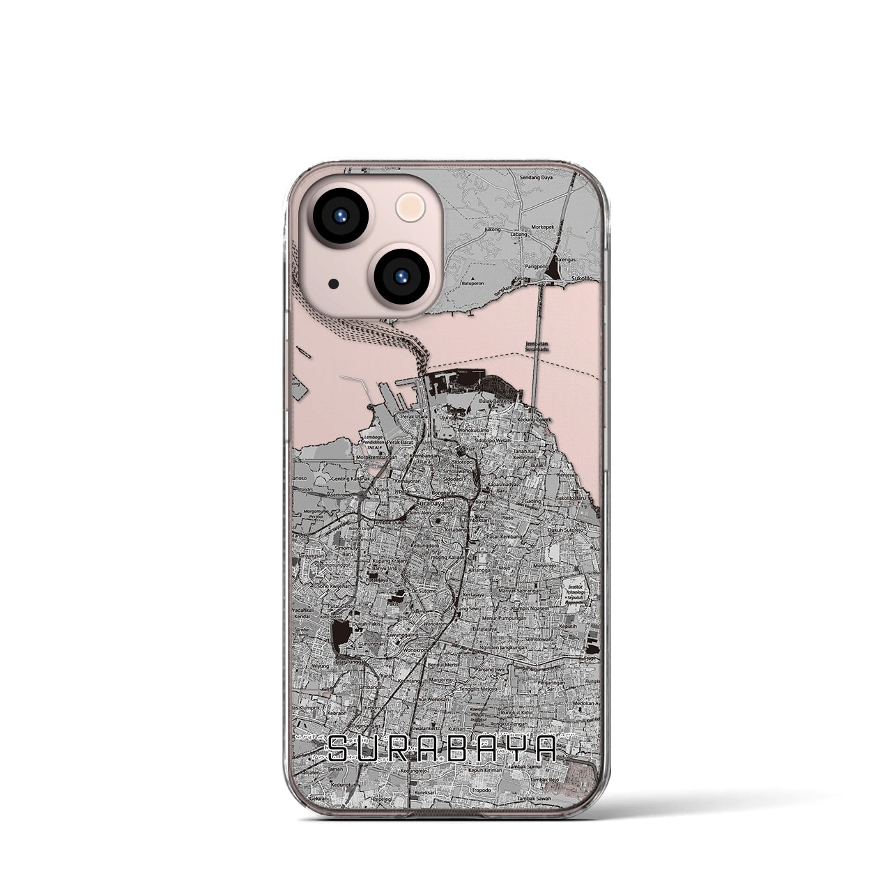 【スラバヤ（インドネシア）】地図柄iPhoneケース（クリアタイプ）