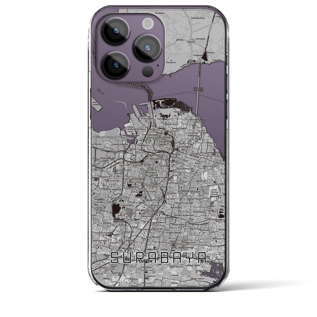 【スラバヤ（インドネシア）】地図柄iPhoneケース（クリアタイプ）