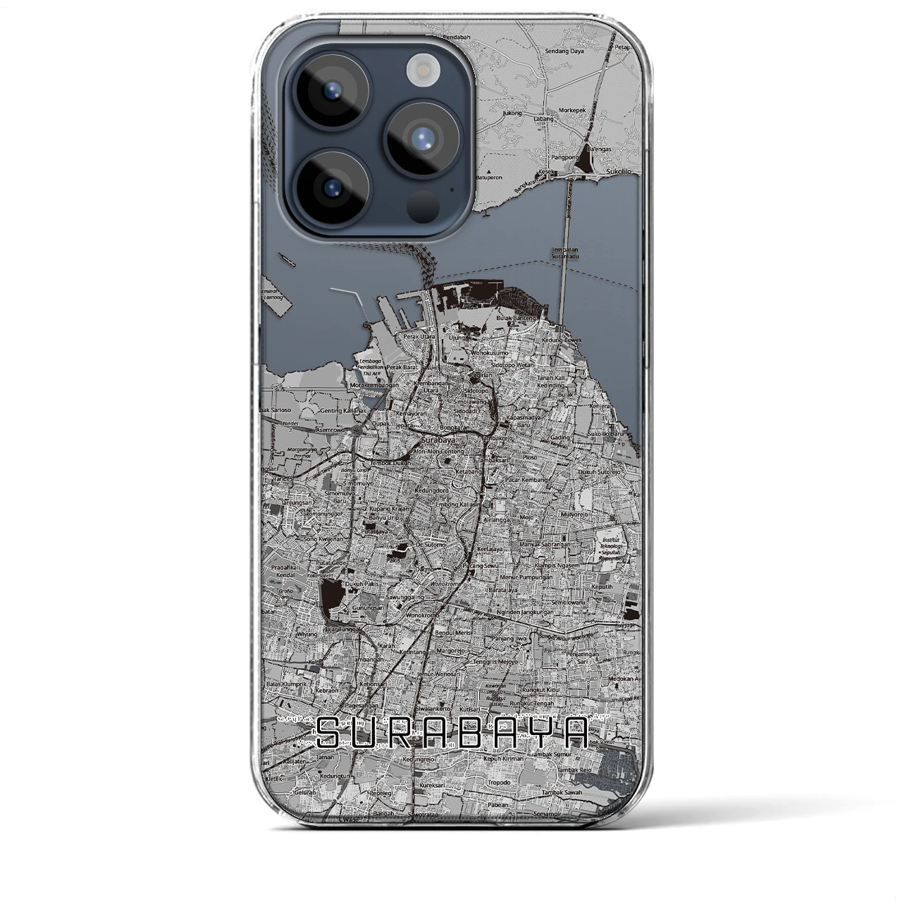 【スラバヤ（インドネシア）】地図柄iPhoneケース（クリアタイプ）