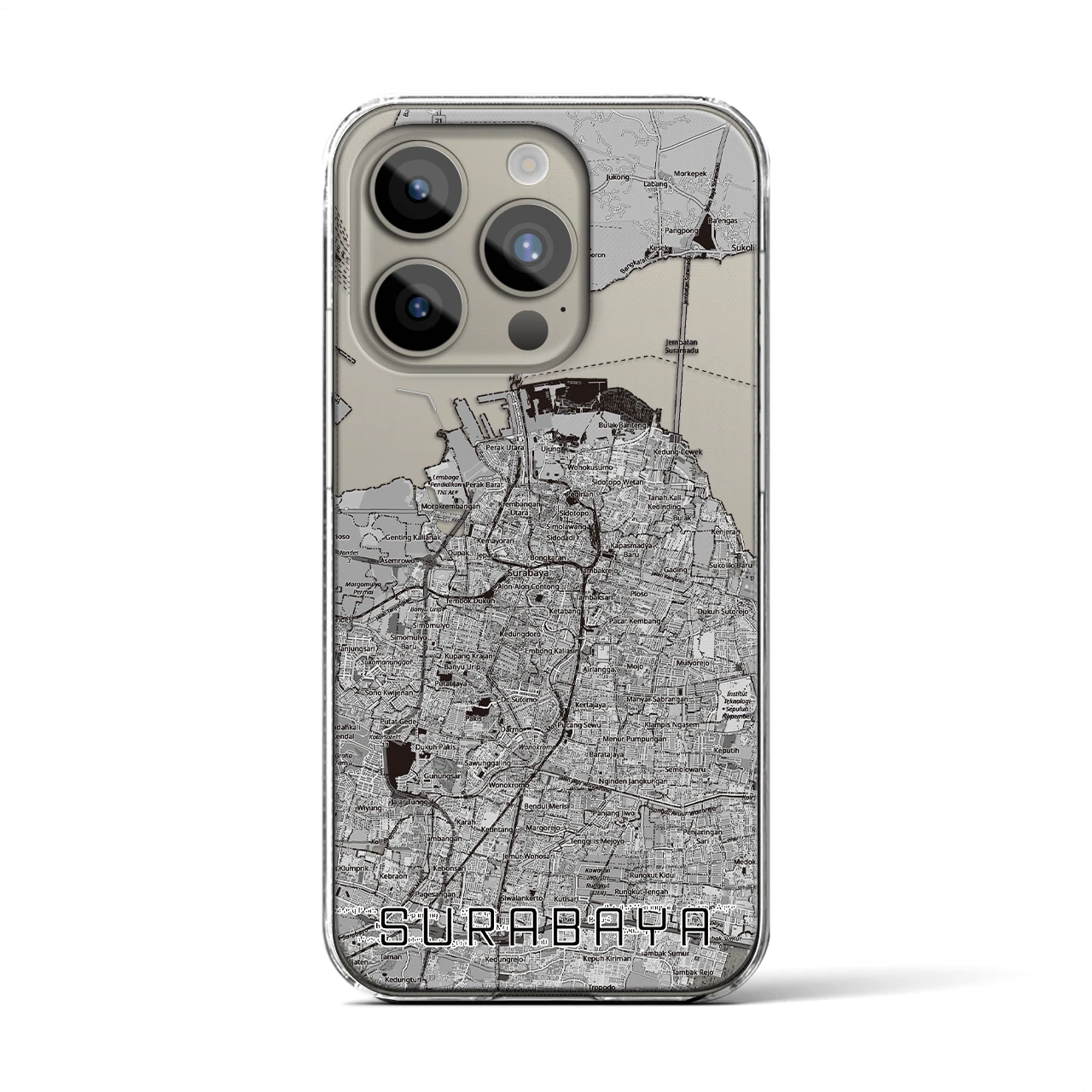 【スラバヤ（インドネシア）】地図柄iPhoneケース（クリアタイプ）