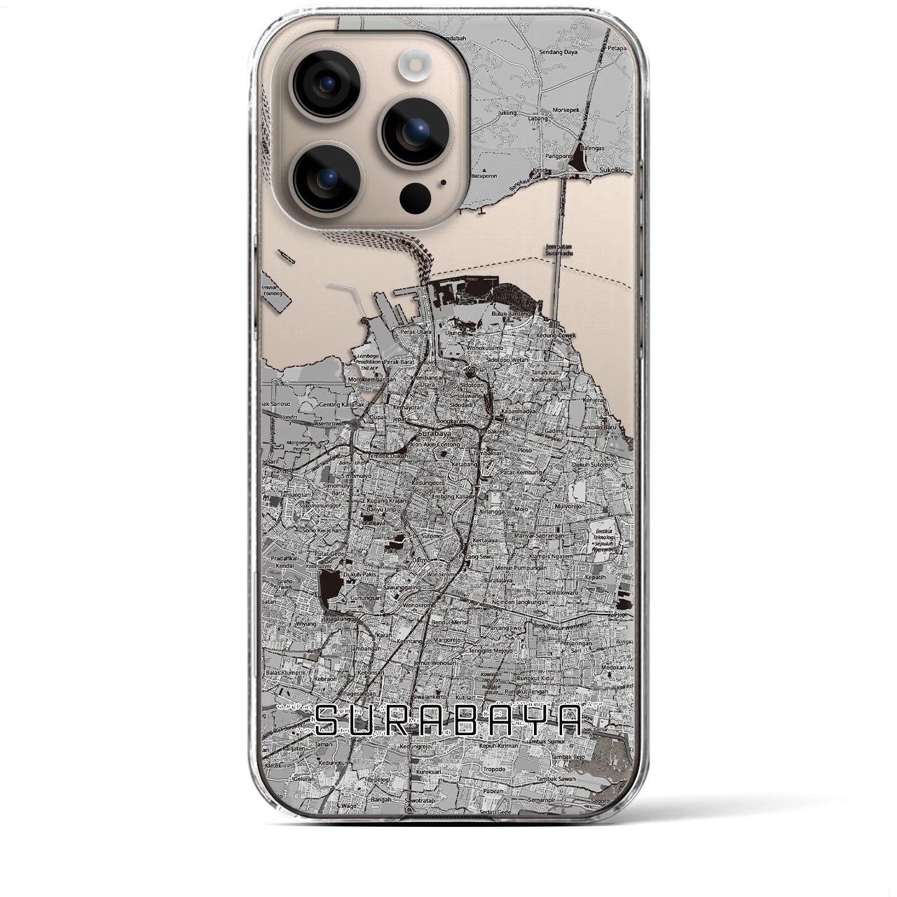 【スラバヤ（インドネシア）】地図柄iPhoneケース（クリアタイプ）