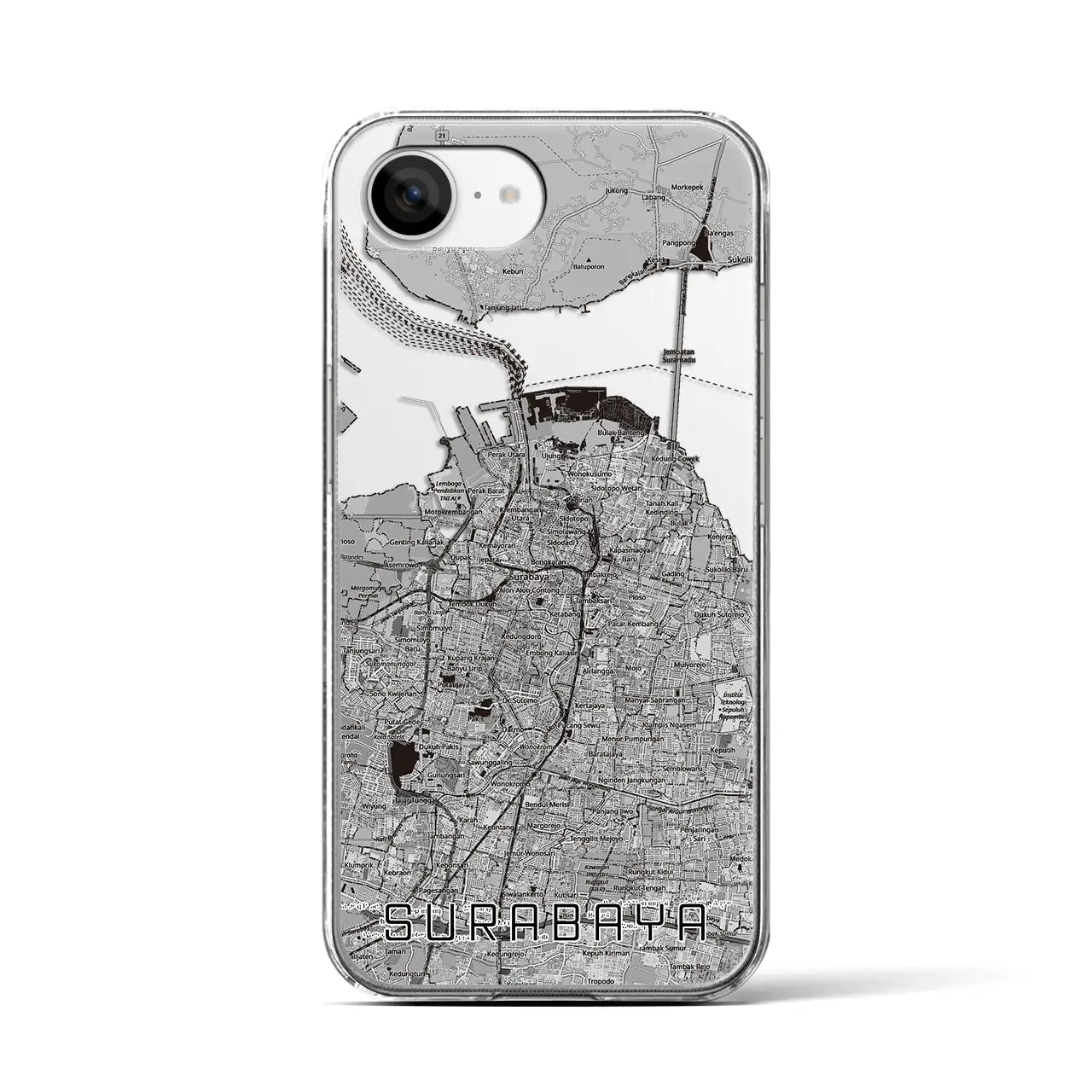 【スラバヤ（インドネシア）】地図柄iPhoneケース（クリアタイプ）